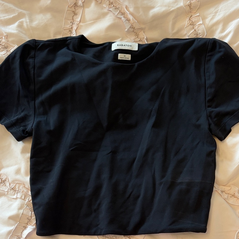 Babaton Black counter short Sleeve Crop Top